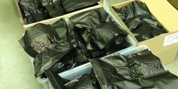 Sacs de café emballés sous vide