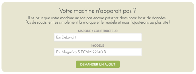 Machine à café manquante