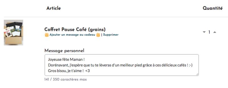 Cadeau avec message personnalisé