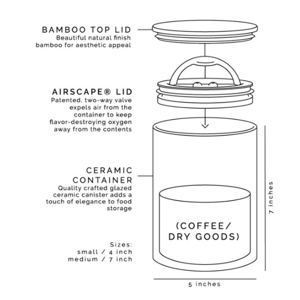 Airscape - Boîte à café hermétique céramique noir 250 g