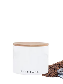 Airscape ceramic jar with air extractor - 250gr - White mat - Bamboo lid